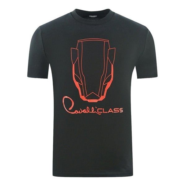 Cavalli Class Snake Head Logo T-Shirt - Black