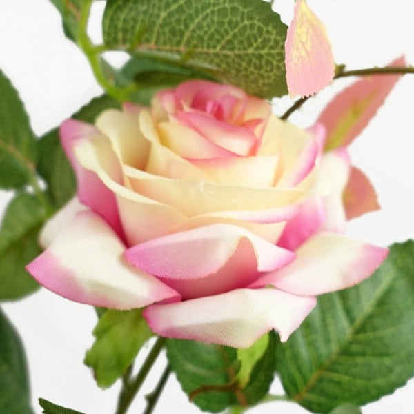 Leaf 50cm Artificial Pink Rose Plant