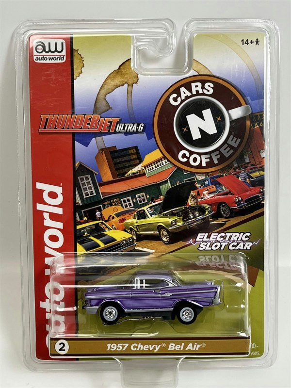 Auto World Slot Cars 1957 Chevy Bel Air Purple Thunderjet Ultra G HO Slot Car SC379-2