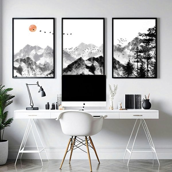 Workplace office design ideas | set of 3 Scandinavian wall art