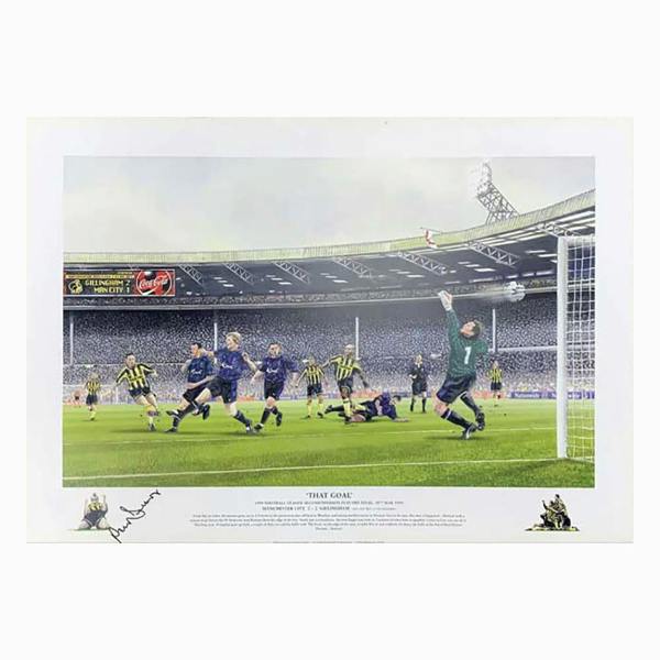 Paul Dickov signed Manchester City 1999 art print — Standard Framing