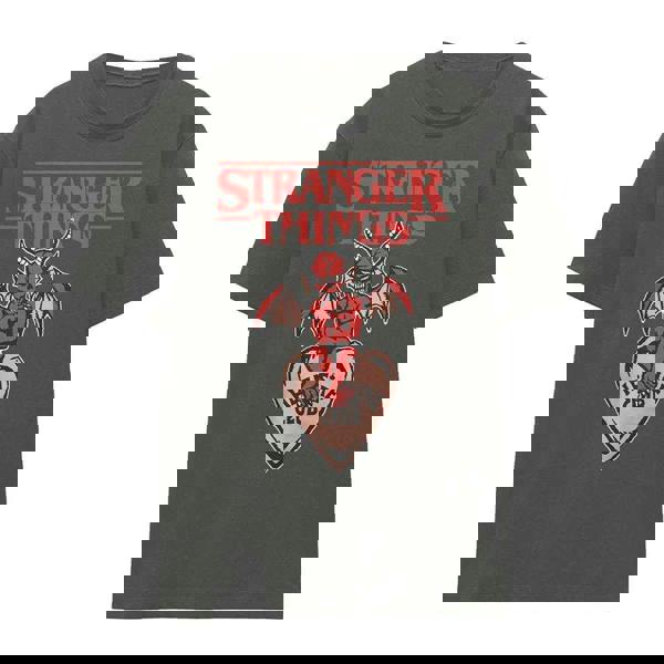 Stranger Things Womens/Ladies Hellfire Heart T-Shirt - Charcoal