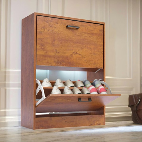 Rafaelo Mobilia 2 Drawer Shoe Storage Cabinet Oak