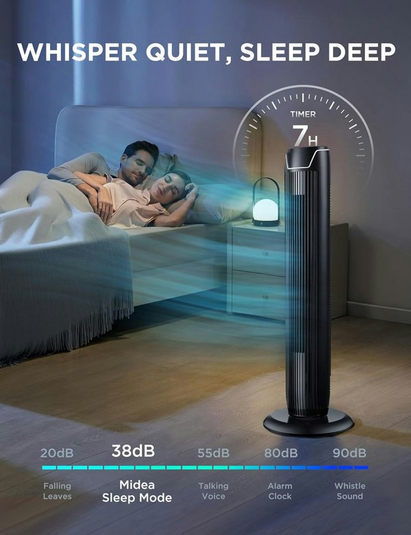 Living and Home Quiet Tower Fan 45W Portable Stand Fan with Remote Control