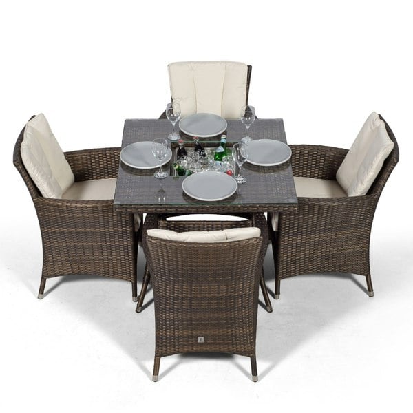 Giardino Savannah Square 4 Seater Patio Dining Set with Ice Bucket Drinks Cooler