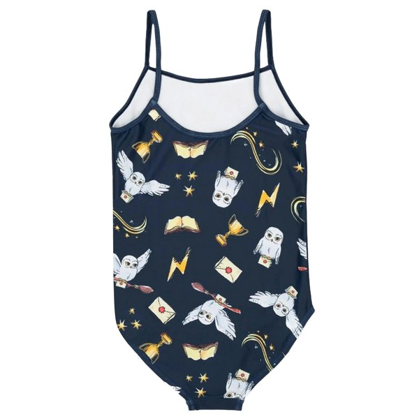 Harry Potter Girls Hogwarts One Piece Swimsuit - Navy/White/Gold