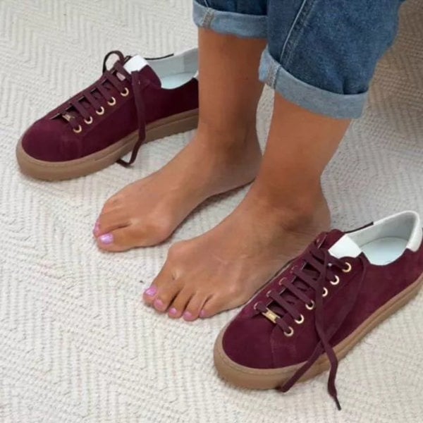 Calla Shoes Star - Cherry Suede Wide Fit Trainers