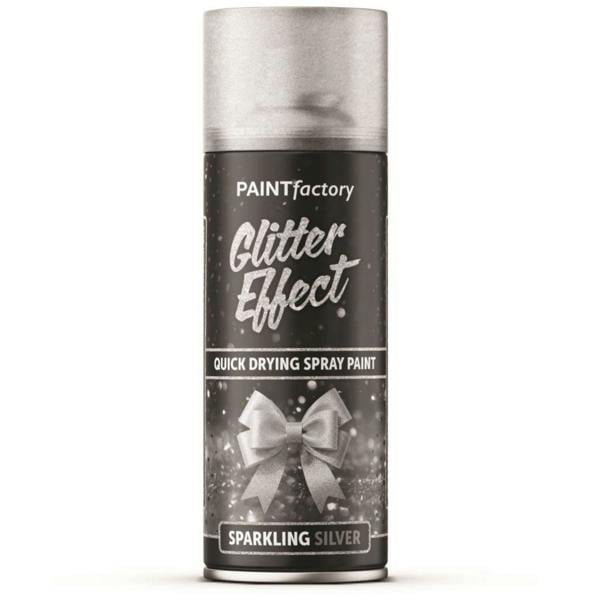 Paint Factory 1X - Paint Factory Silver Glitter Effect Spray Paint 400ml