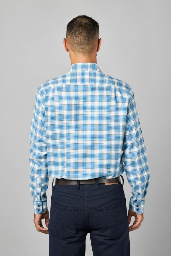 Double TWO Blue Check Flannel Long Sleeve Shirt
