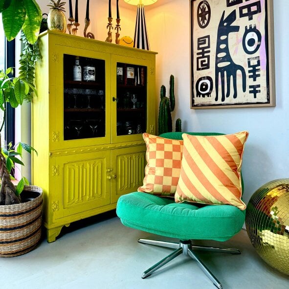 Love Frankie Marmalade Reversible Checkmate & Helter Skelter Cushion