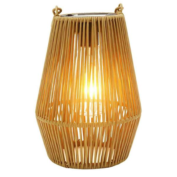 Gr8 Garden Set of 2 Solar Hanging Rattan Lanterns LED Garden Patio Lights Natural IP44 Outdoor Lamps