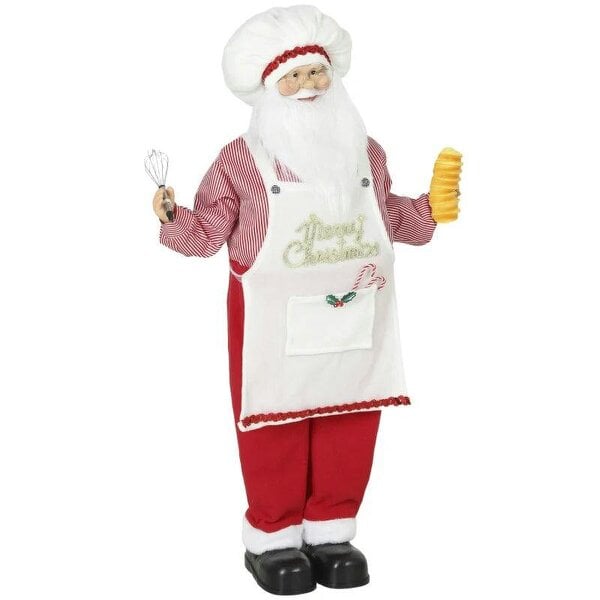 Bobobiy 4ft Singing Cooking Santa Claus, Standing Christmas Animated Santa Figure with Head Moving, Sound/Touch Activated
