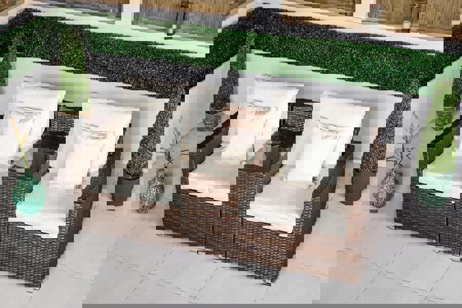 Giardino Havana 2 Seat Modular Sofa Rattan Garden Bistro Balcony Furniture Set Outdoor Drinks Cooler Table