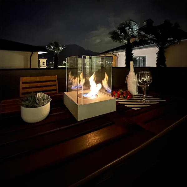 BIOFireplacesGMT Freestanding Bio Fireplace White Matt– Sunset Garden Mini Ventless