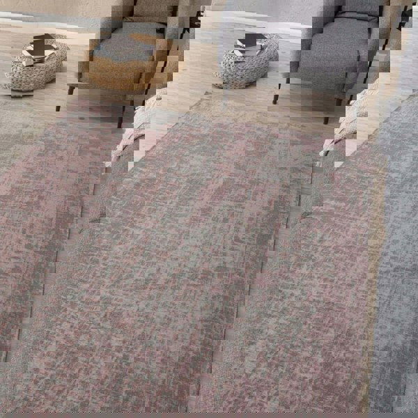 Machine Washable Flatweave Rug in Pink