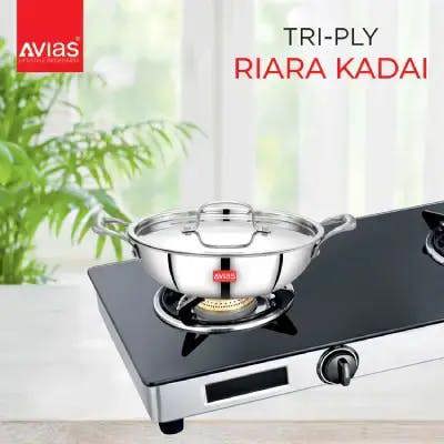 AVIAS TRIPLY KADAI WITH SS LID - 22CM (2L)
