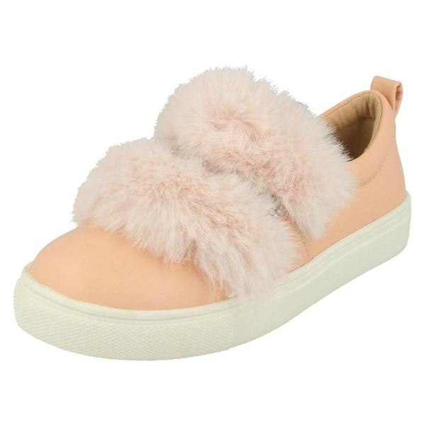 Spot On Girls Spot On Diamante Strap Fur Trim Shoes