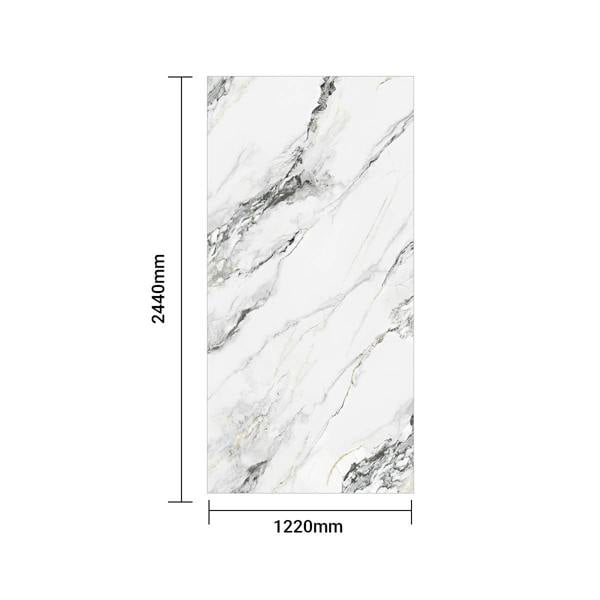 ENER-J Premium High-Gloss Marble SPC Panels (Up to 3-Piece Continuity) Size:1220 x 2440 x 4 mm (Pack of 3)