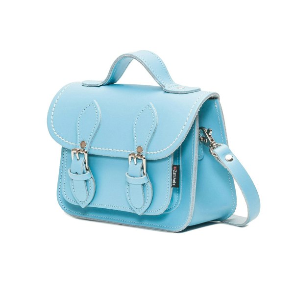 Zatchels Handmade Leather Micro Satchel - Pastel Baby Blue