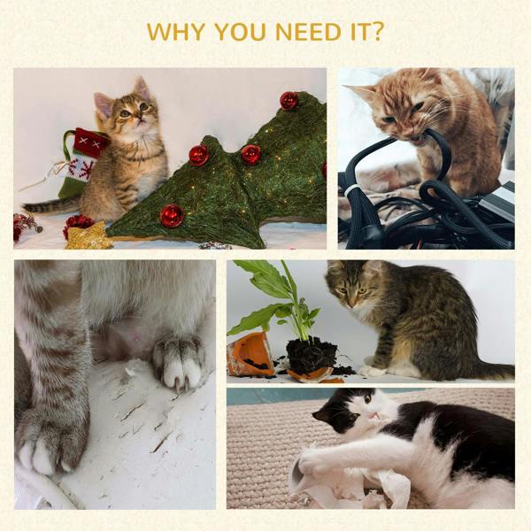 Cat tree tower for indoor cats, shown with scratching pad and multi-level plush resting areas