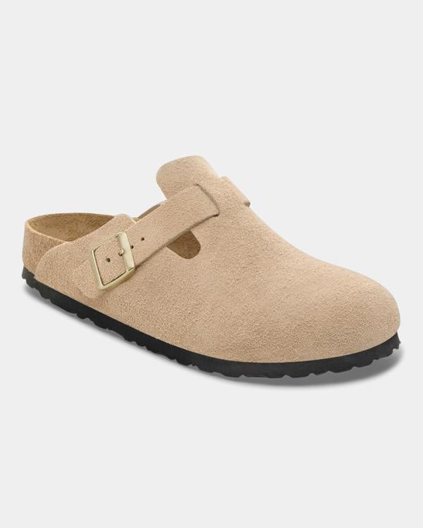 Birkenstock Boston Suede Leather Womens Clogs - Sandcastle