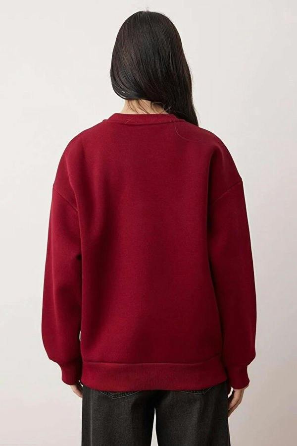 WOVCOR Embroidered Oversize Thick Fleece Knit Sweatshirt