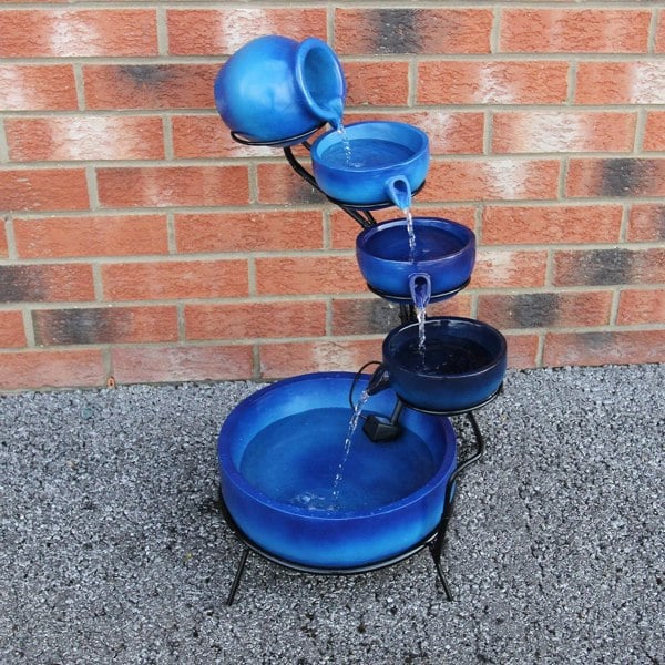 Monstershop Blue 4 Tier Spilling Bowls Water Feature