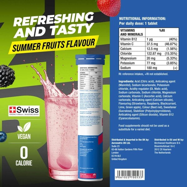 Reload Electrolyte Tablets – Zero Sugar, Zero Calories | Instant Hydration & Energy | Summer Fruits Flavour, Pack of 1