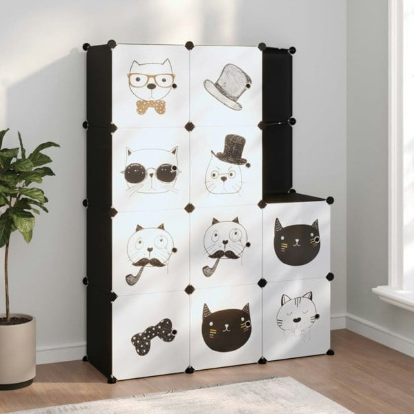 Berkfield Cube Storage Cabinet for Kids with 10 Cubes Black PP