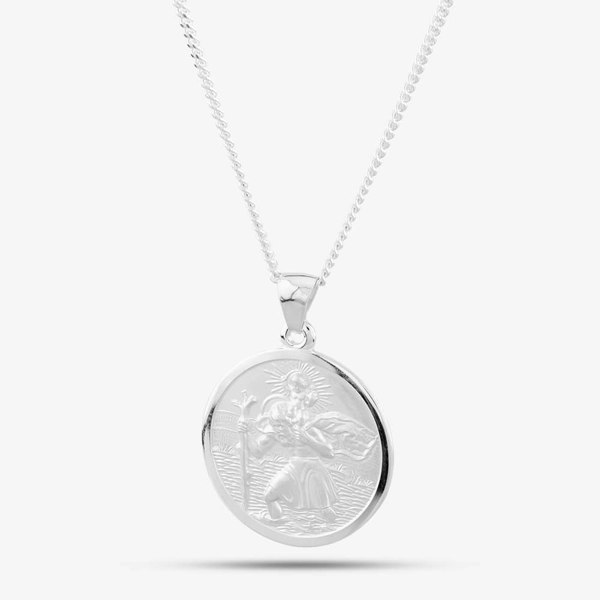 T. H. Baker Silver St Christopher Round Necklace P30-8042-SC1620