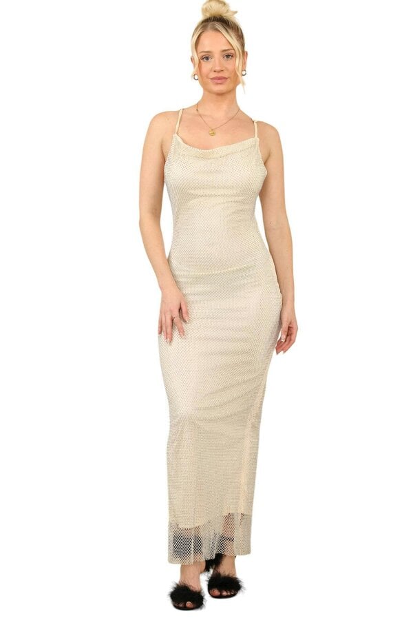 Diamante Net Maxi Dress heavy luxury Curve