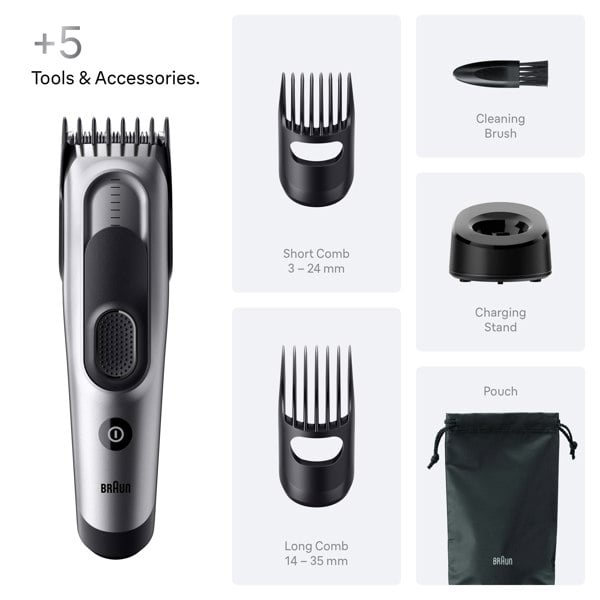 Braun Hair Clipper Series 7, HC7590, +5 Styling Tools - Grey