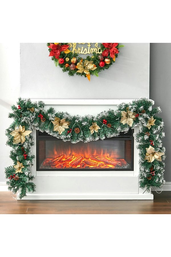 Living and Home 270cm Spruce Artificial Greenery Christmas Garland with 50 LED Warm White Lights