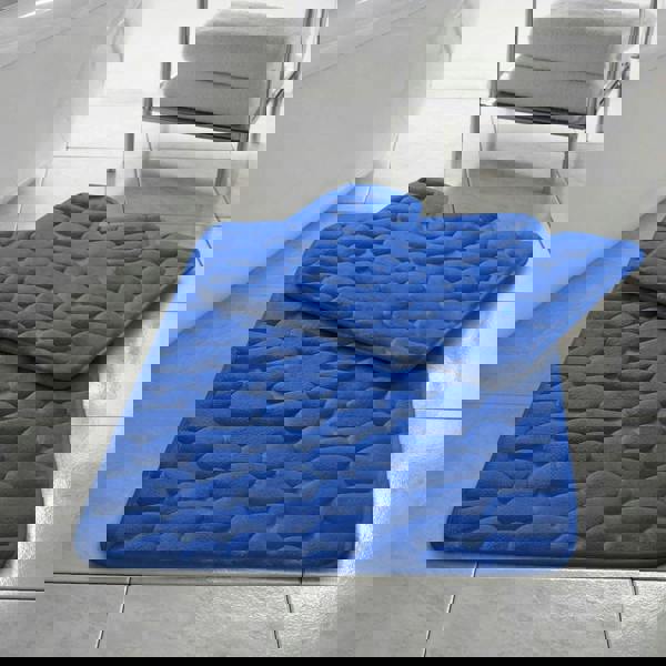 HomeSpace Direct Memory Foam Pebbles Bath Mat Set 2 Piece