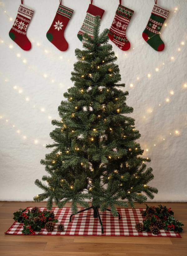 Outdoor Living Winter Fir Green Pre-Lit Artificial Christmas Tree - LED multi function lights