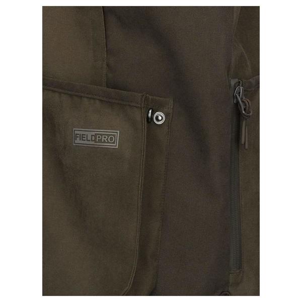 Hoggs of Fife Ardross Pro Field Gilet pocket, zip and Field Pro branding detail