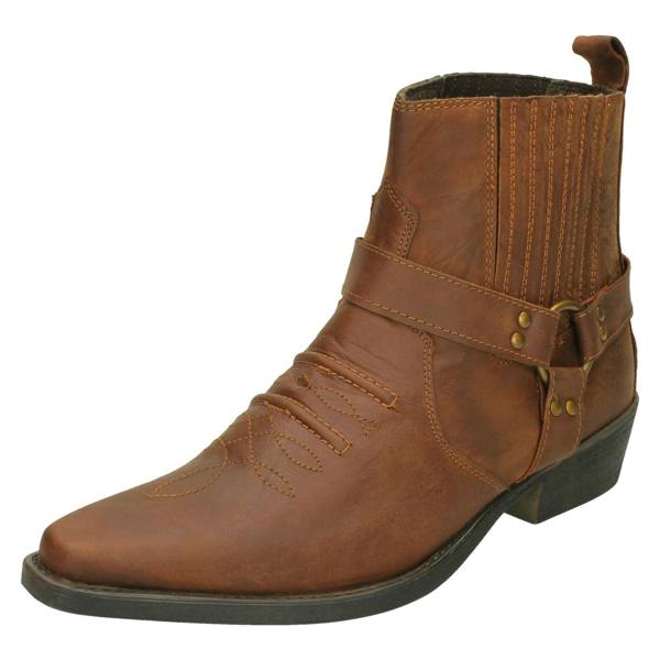 Maverick Mens Maverick Leather Ankle Cowboy Boots A3003