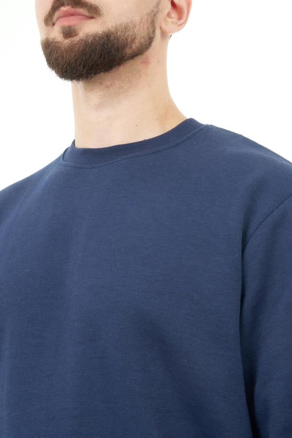 Smart Living Mens Polycotton Sweatshirt - Casual Long Sleeve Crewneck Pullover Jumper - Navy