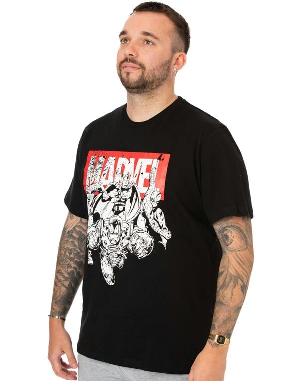 Marvel Mens Black Short Sleeve Long Leg Pyjama Set