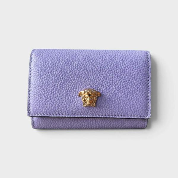 Versace Medusa Head Business Card Holder Leather Purple