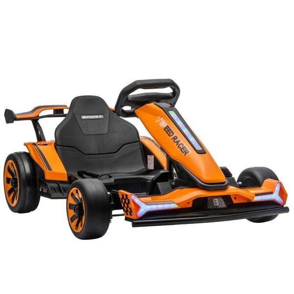 24V Electric Go Kart for Kids 6-12 Years with Drift Mode, Adjustable Seat, 3 Speed, Slow Start, Orange