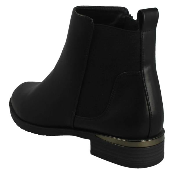 Spot On Ladies Spot On Low Heel Wide Fit Elastic Gussest Zip Ankle Boots F51195