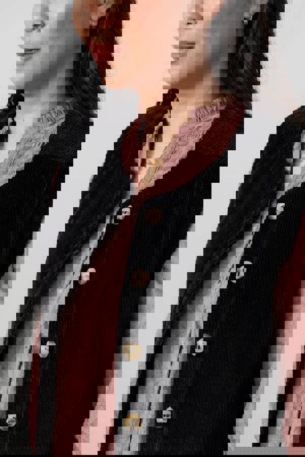 Lily & Me Dusk Stretch Cotton Jumbo Cord Gilet Black