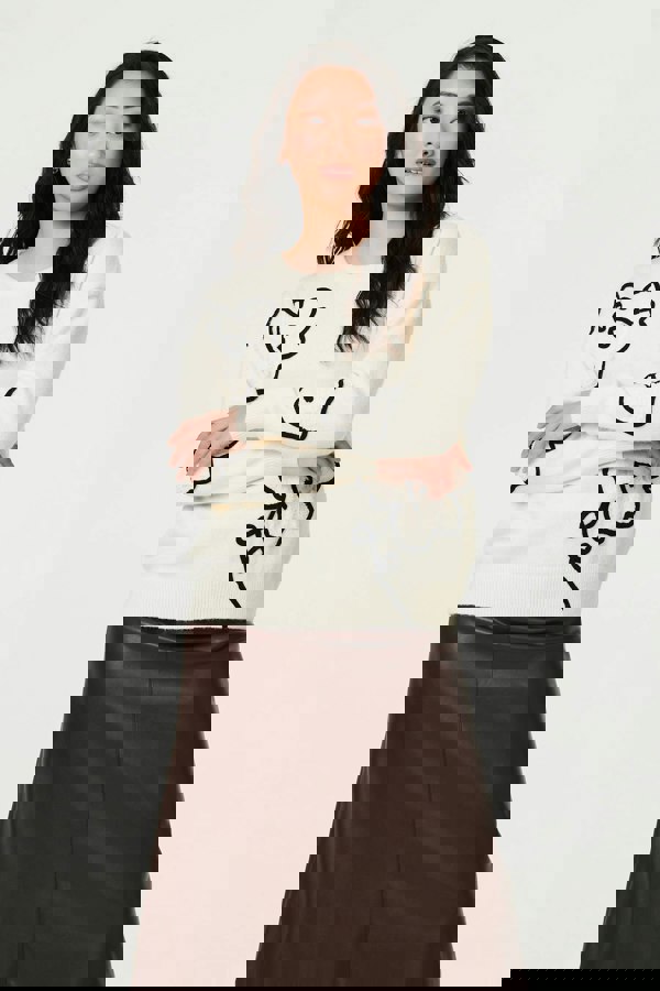 Ivory | Floral Embroidered Long Sleeve Jumper