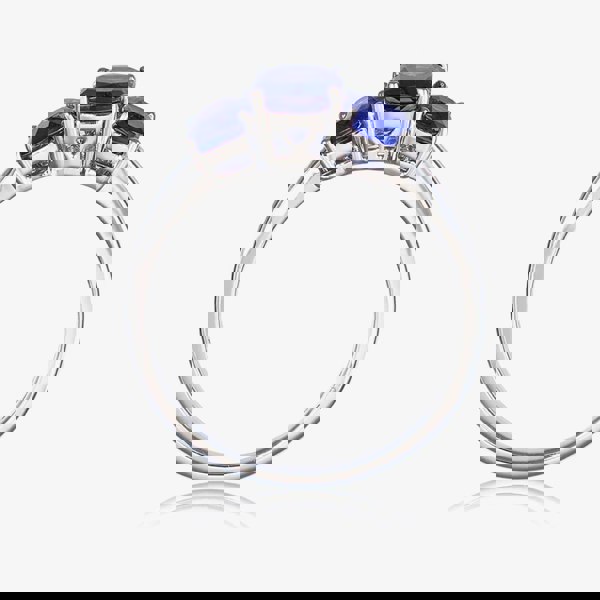 T. H. Baker 9ct White Gold Cushion Cut Tanzanite Three Stone Ring DOM335