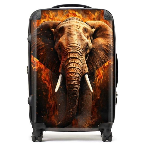 Warren Reed Splashart Elephant and fire Suitcase