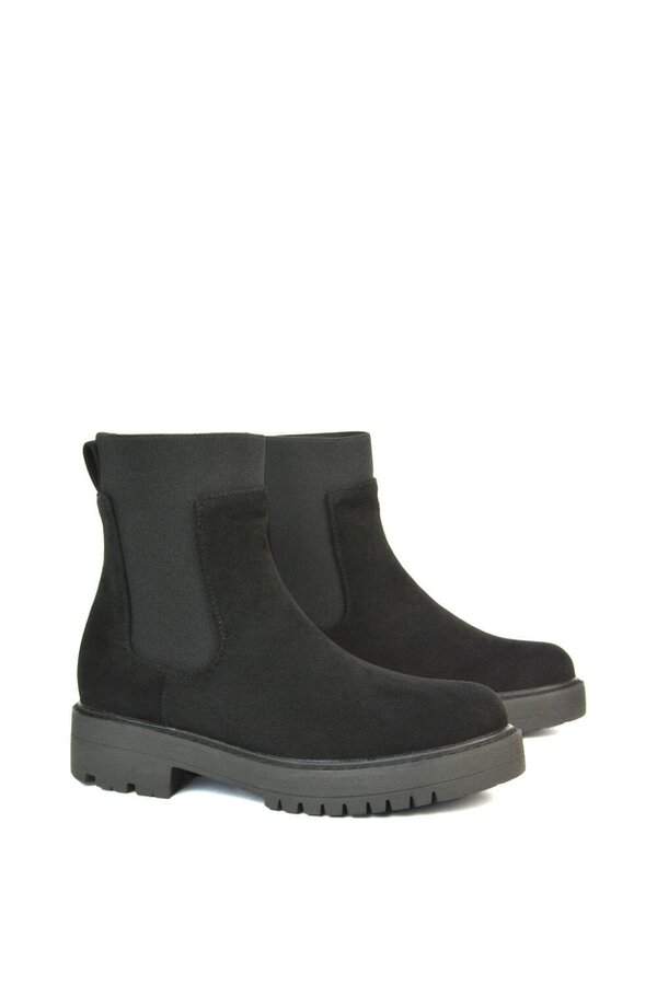 XY LONDON Black Ankle Boots Pull On Elasticated Gusset Chelsea