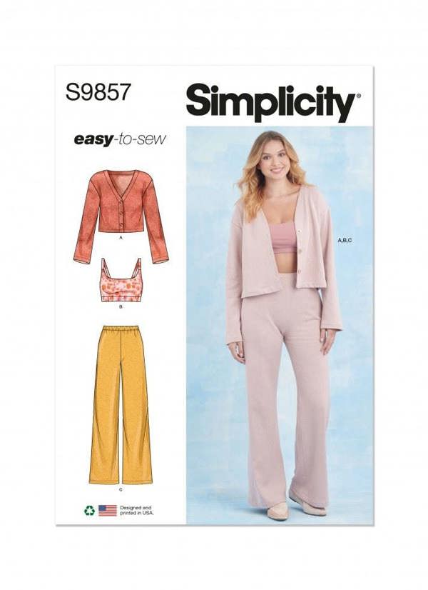 Simplicity Sewing Pattern 9857, Cardigans, Trousers, Tops for Women, A (XS-S-M-L-XL-XXL) - Easy