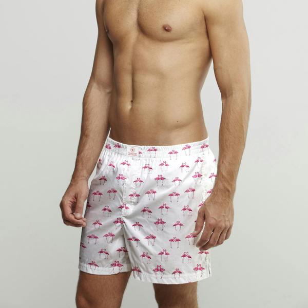KISSING FLAMINGO POPLIN COTTON PRINTED BOXER SHORTS - Premium Men's Patterned Shirt by Claudio Lugli | Bold Design, Tailored Fit, Best Printed Shirts