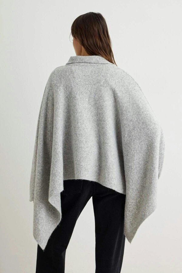 WOVCOR Soft Texture Polo Neck Sleeveless Cape Knit